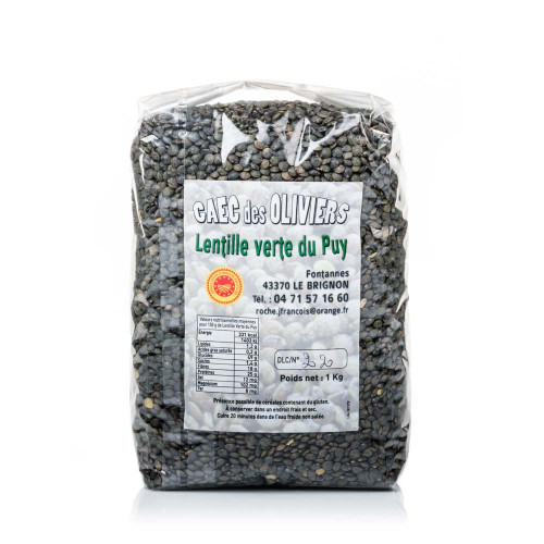 Lentilles vertes du Puy AOC 1 kg